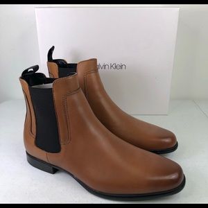 NEW-Calvin Klein Mens Declan CRUST Russet Ankle Boots TAN COLOR NIB